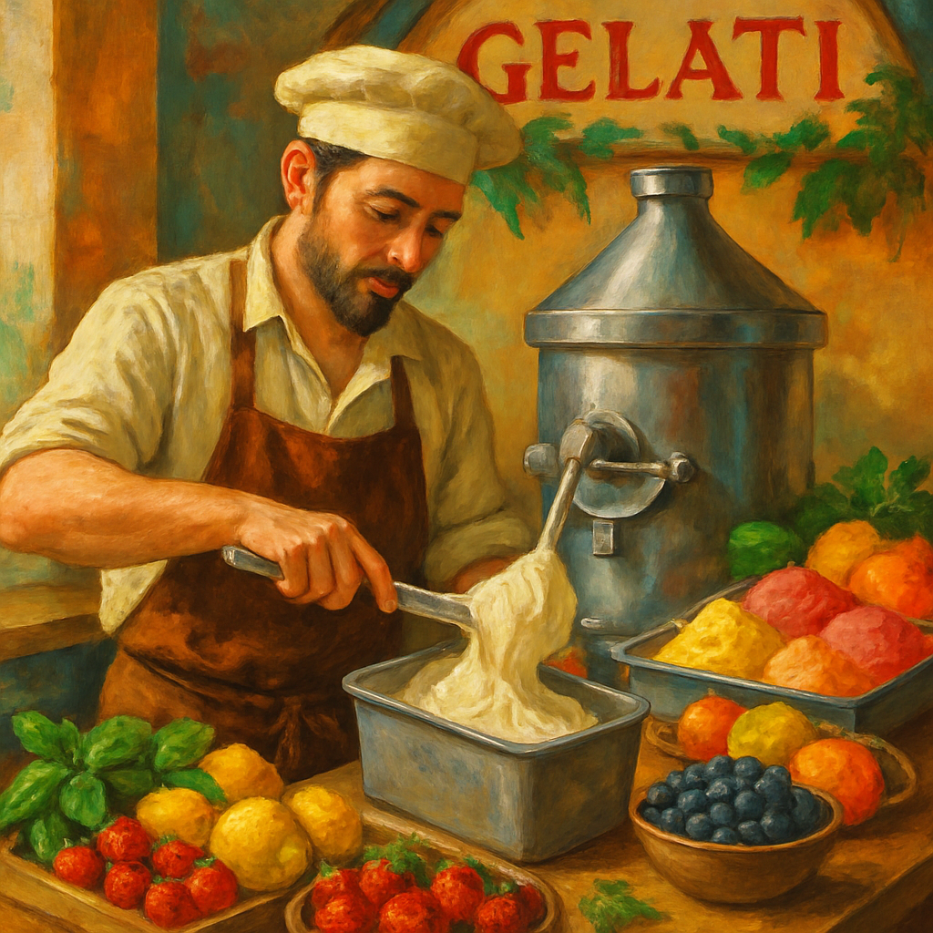 Artisanal gelato making process