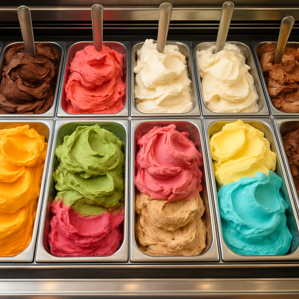 Delicious variety of gelato flavors